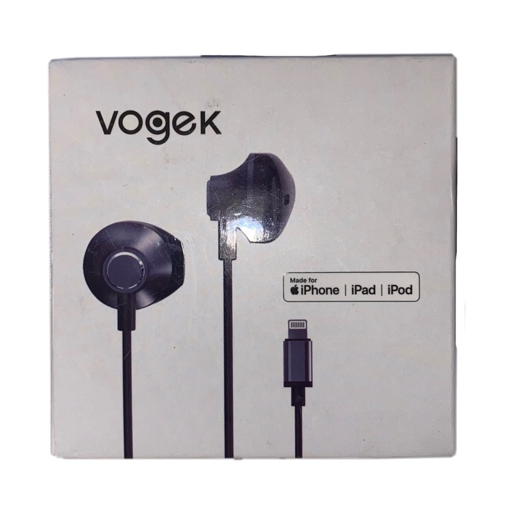 Vogek iPhone iPad iPod Wired Earbuds USB-A Lightning Wire, WGYP-187 Grey